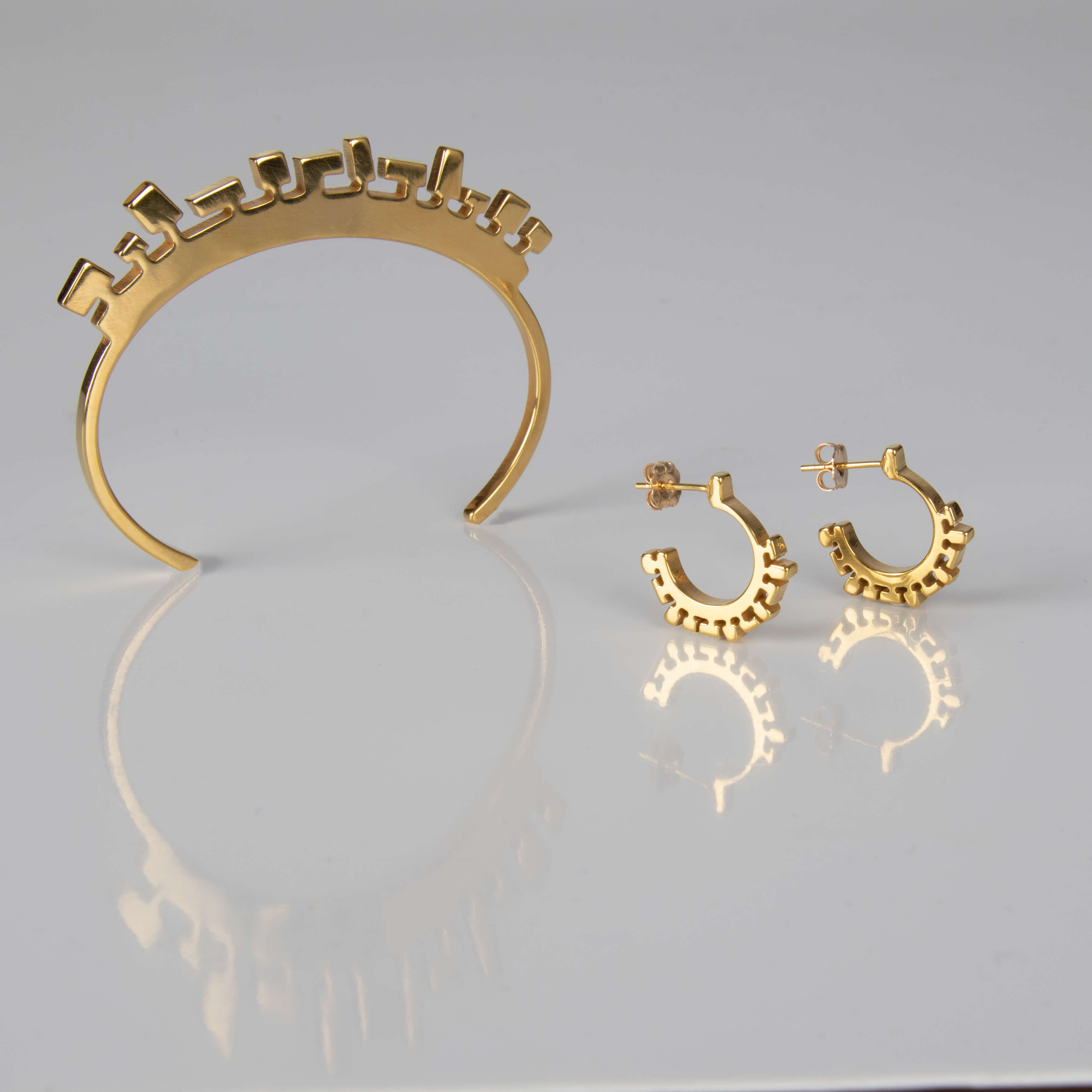 CROON/CROONTJES, BRACELET/EARRINGS, 24K GOLD PLATED, LOW