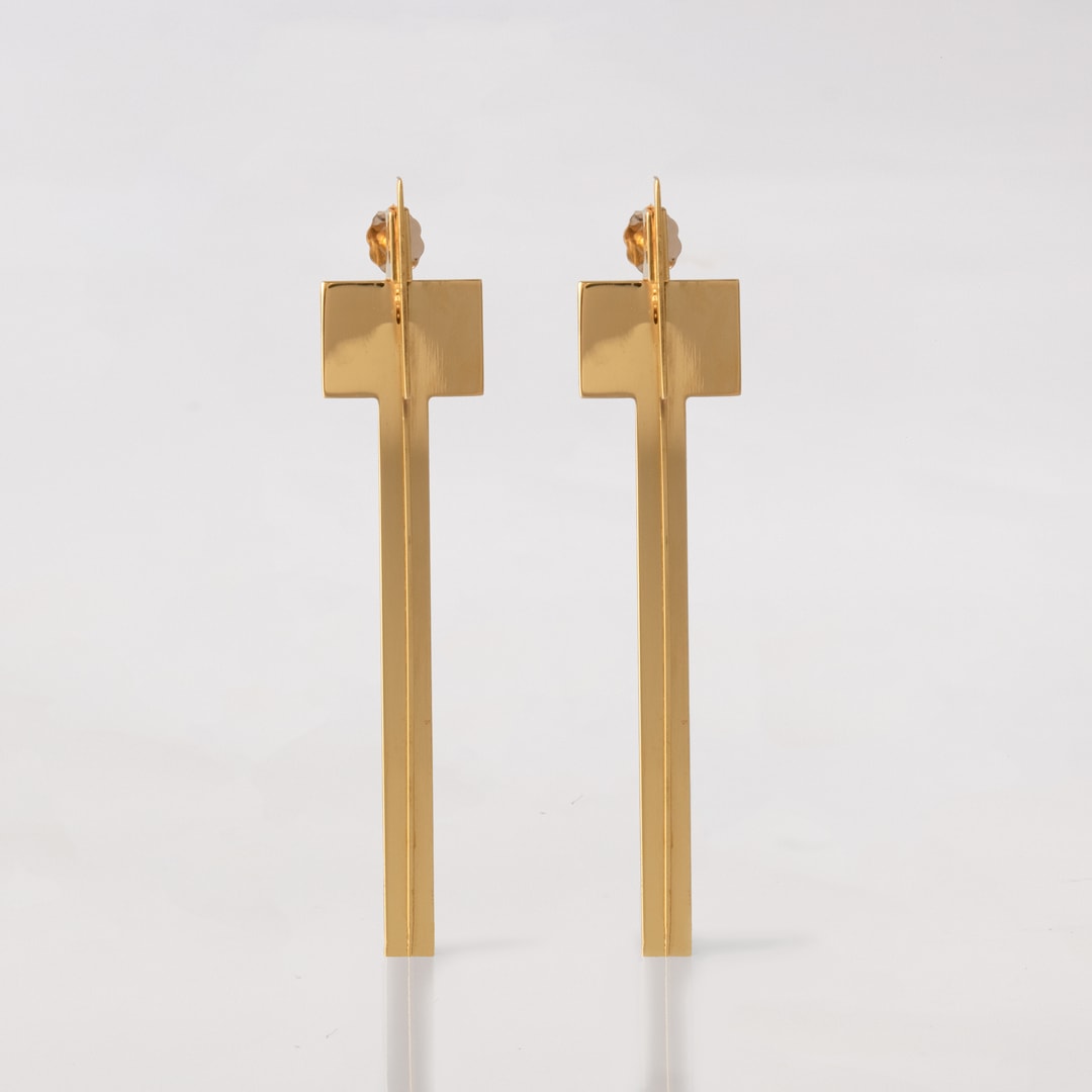 CROSS CROSS, EARRINGS, 24K GOLD PLATED, FRONT, WEB