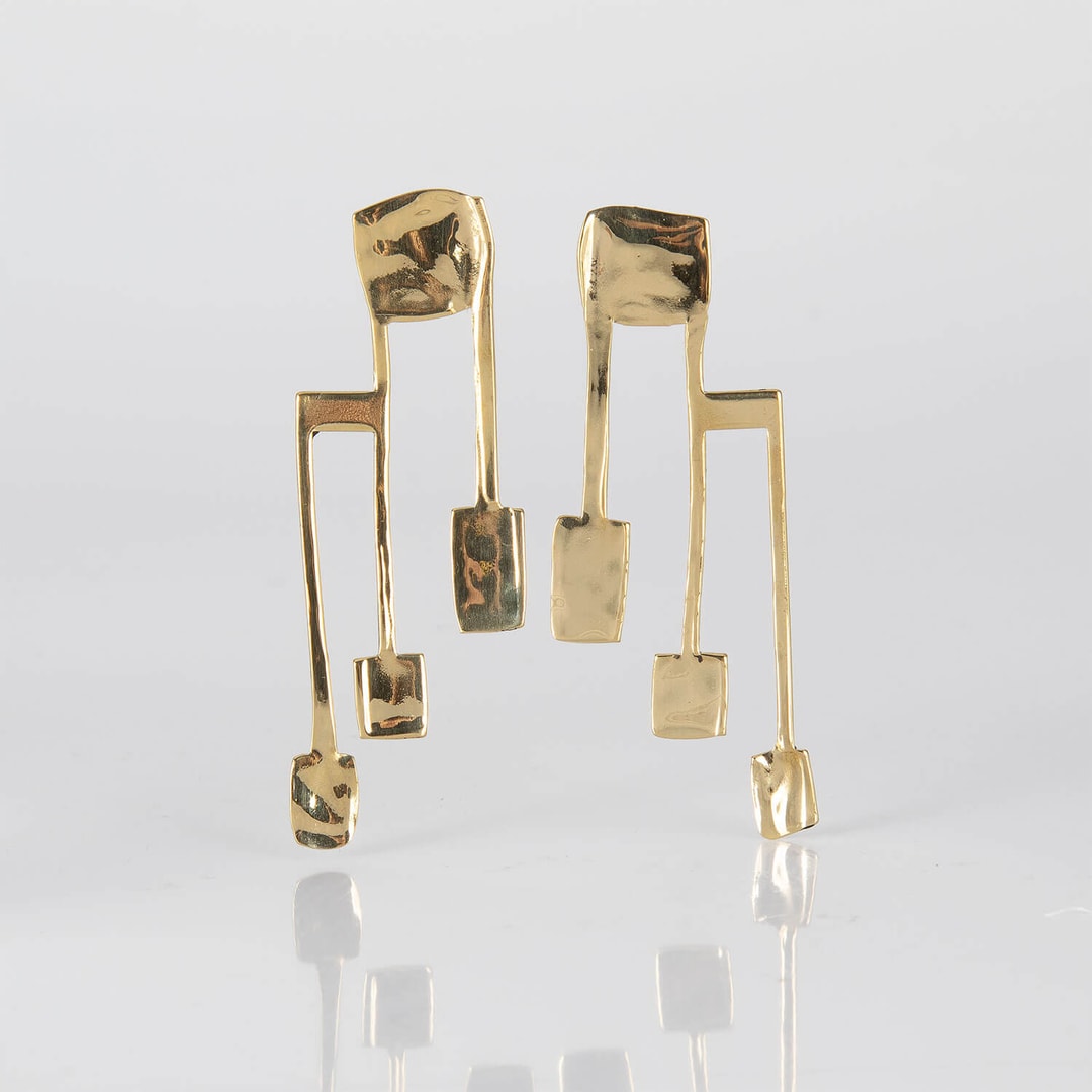 CROON TRITANT, EARRINGS, BRASS, FRONT, WEB