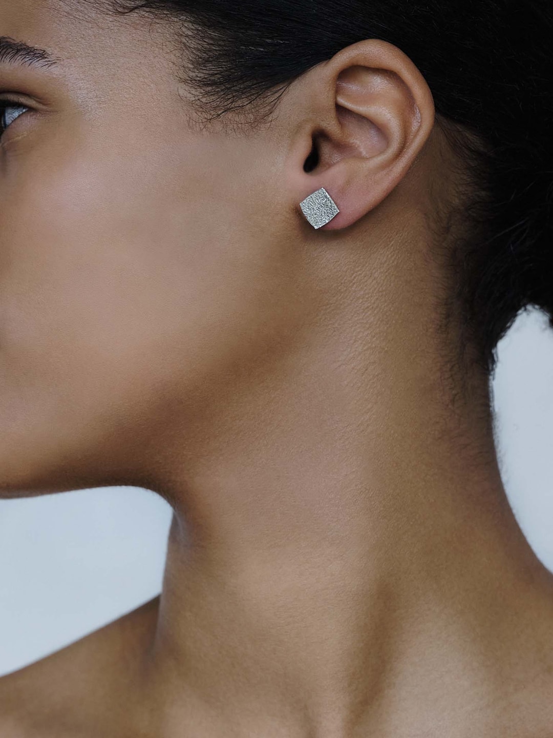 Earring silver left square
