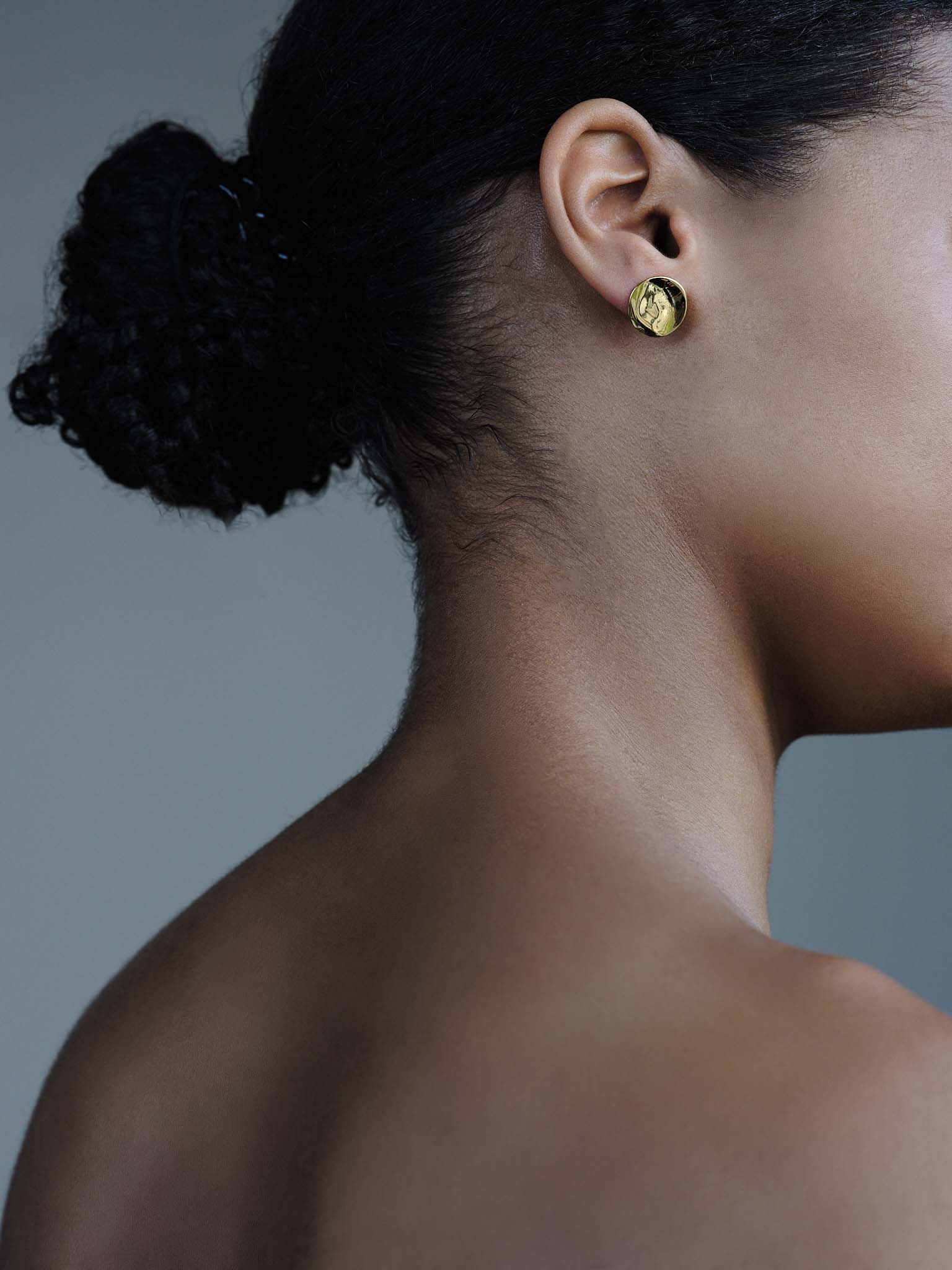 olong round , earrings _ 24k gold plated