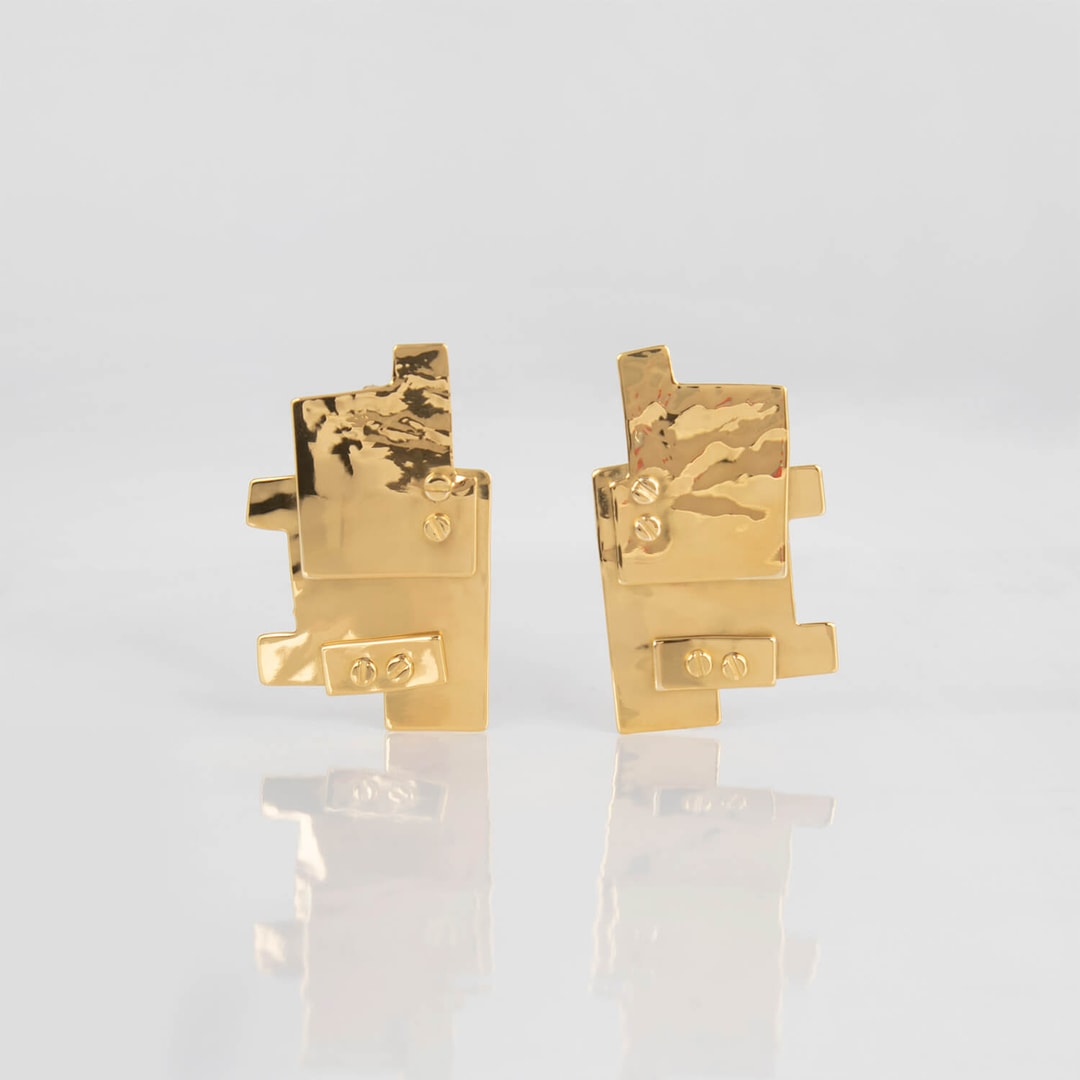 STARR, SQUARE, EARRINGS, FRONT, 24KRTGP, WEB