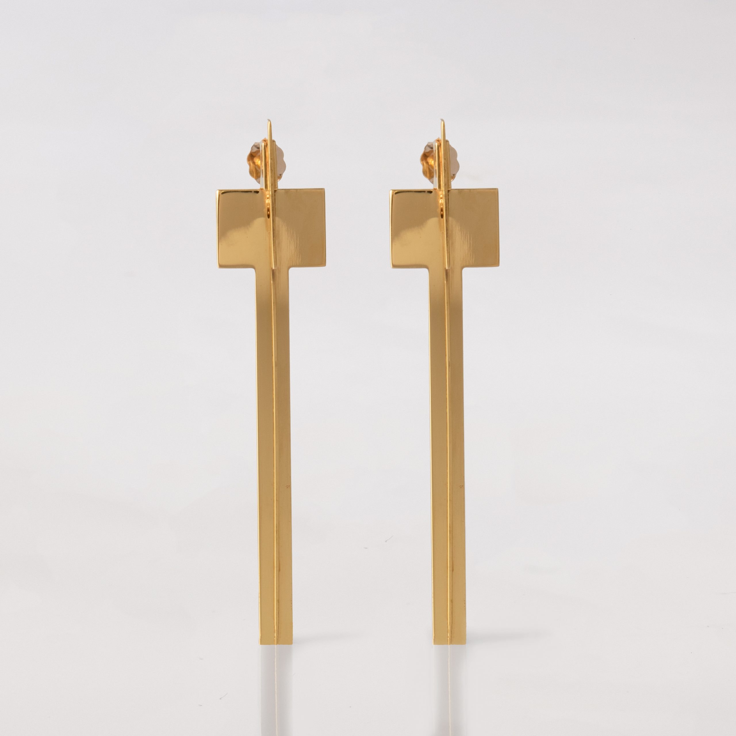 CROSS CROSS, EARRINGS, 24K GOLD PLATED, FRONT, WEB