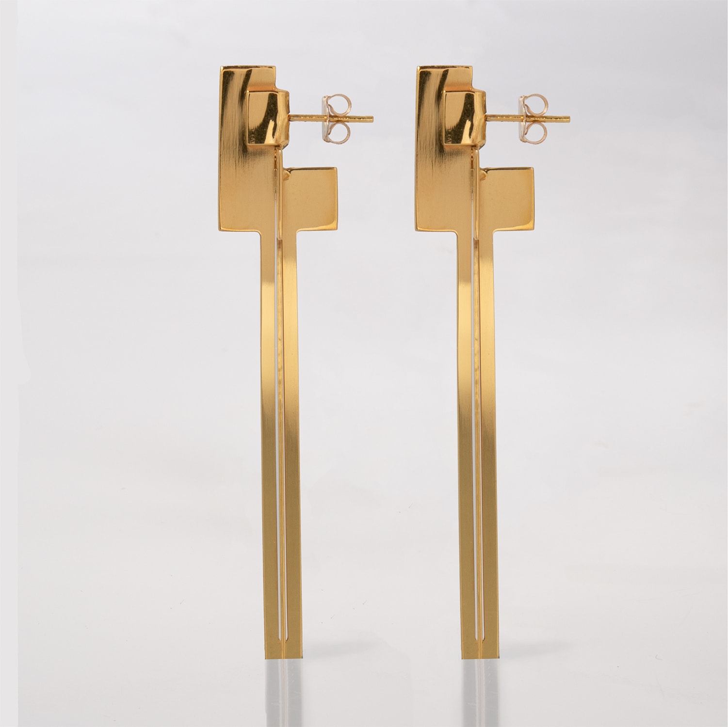 CROSS CROSS, EARRINGS, 24K GOLD PLATED, SIDEWAYS, WEB