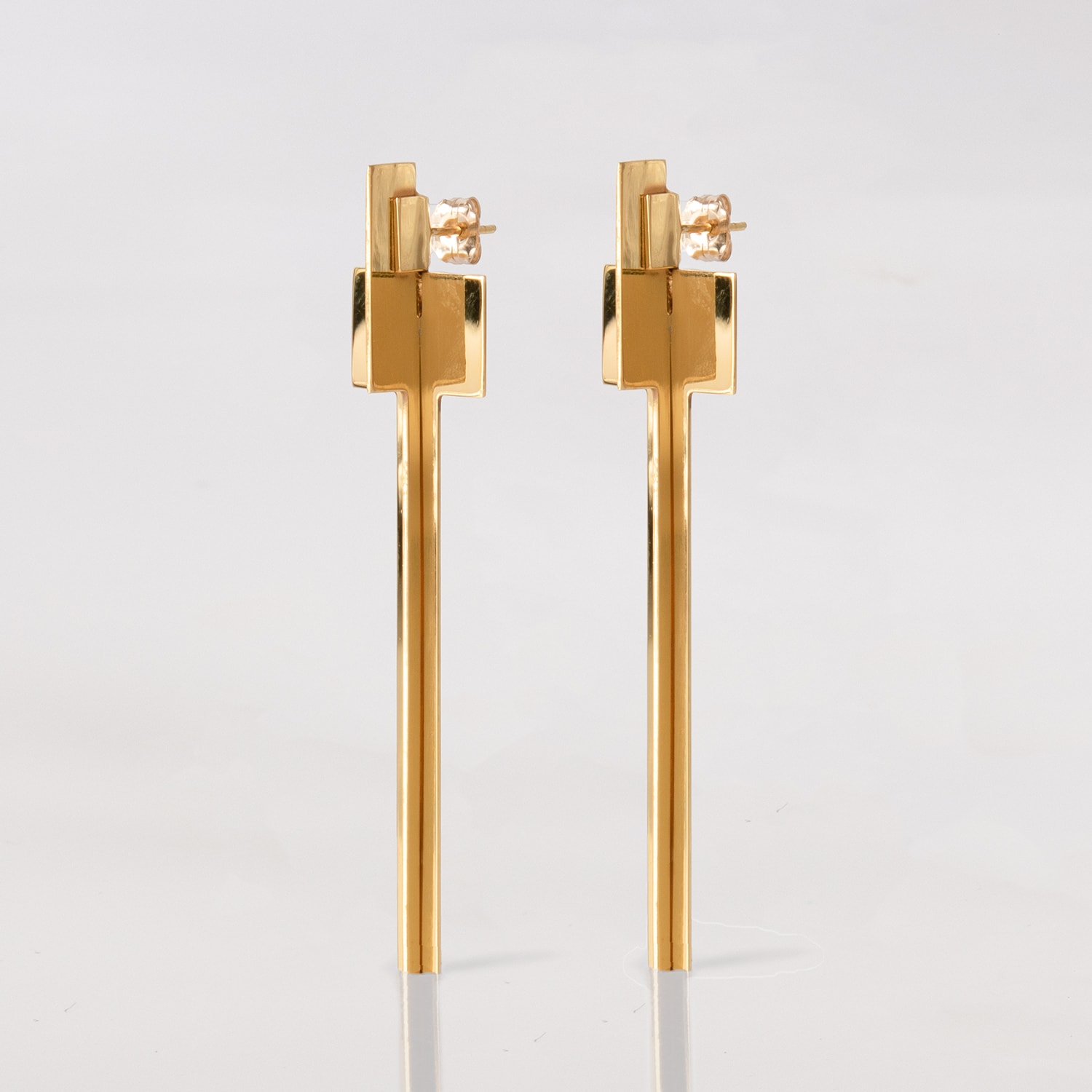 CROSS CROSS, EARRINGS, 24K GOLD PLATED, SIDE, WEB