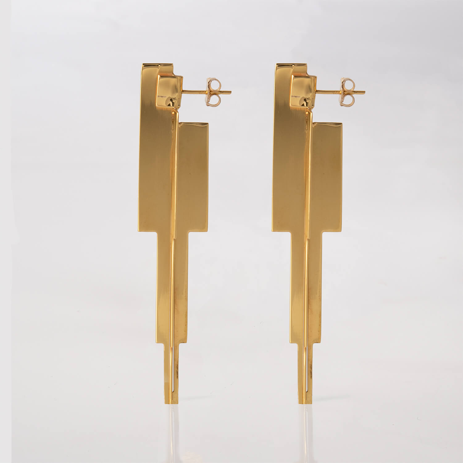 cross icicle, earrings, 24k gold plated, sideways, web