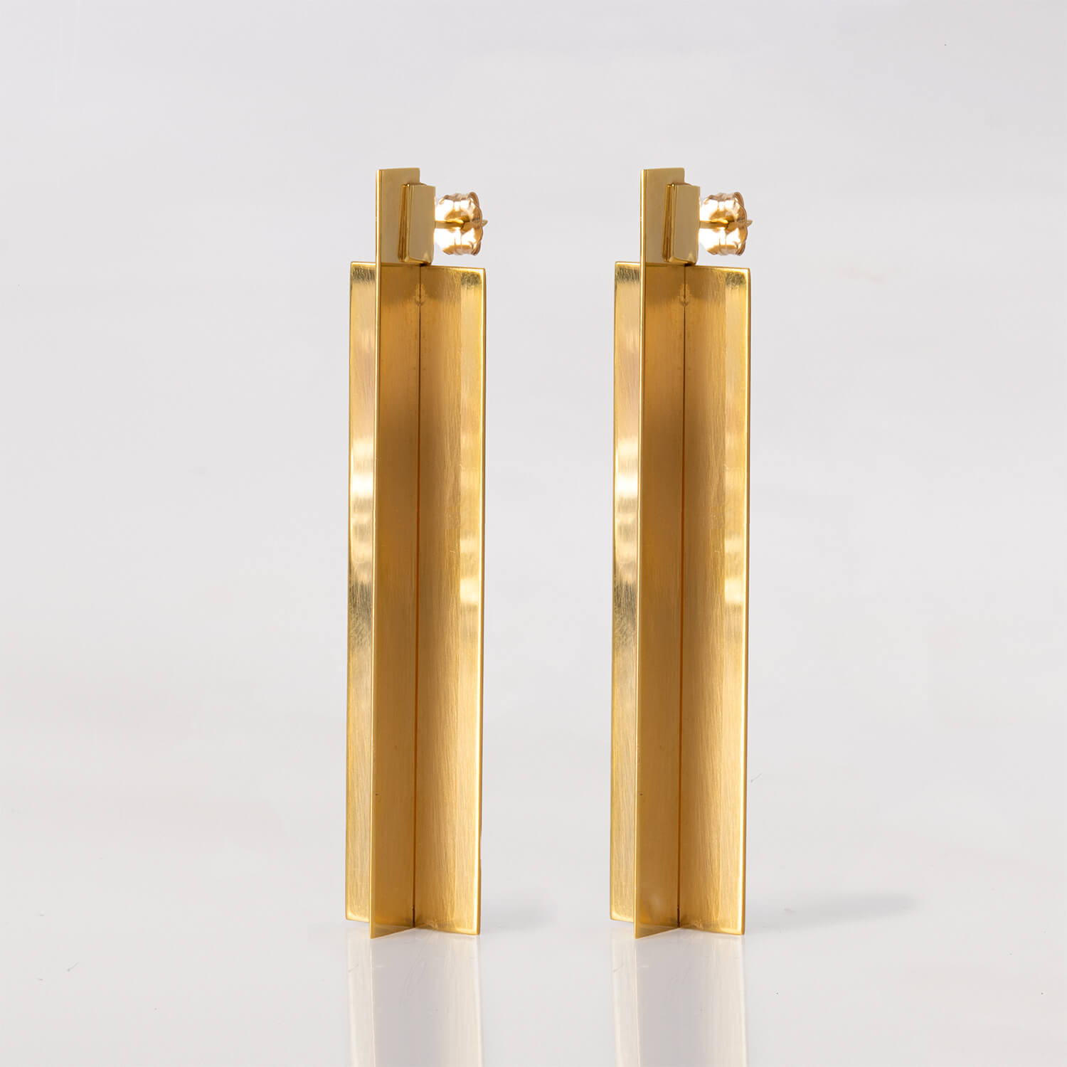 cross square, earrings, 24k gold plated, web