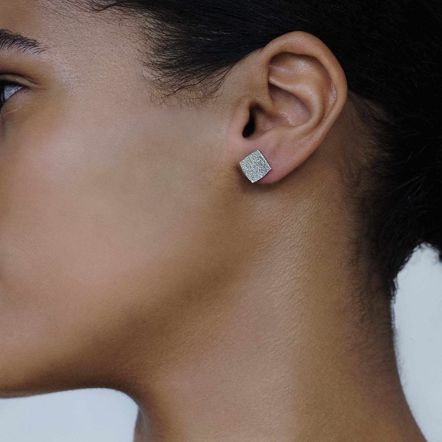 Earring silver left square