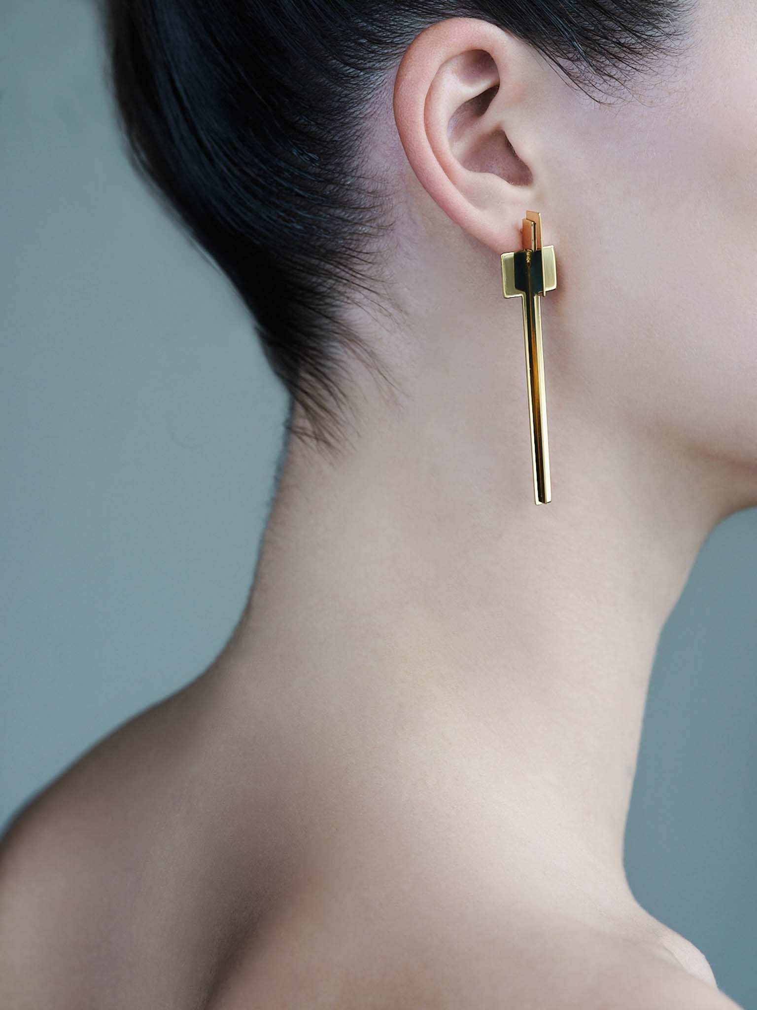 cross cross , earrings , 24k gold plated