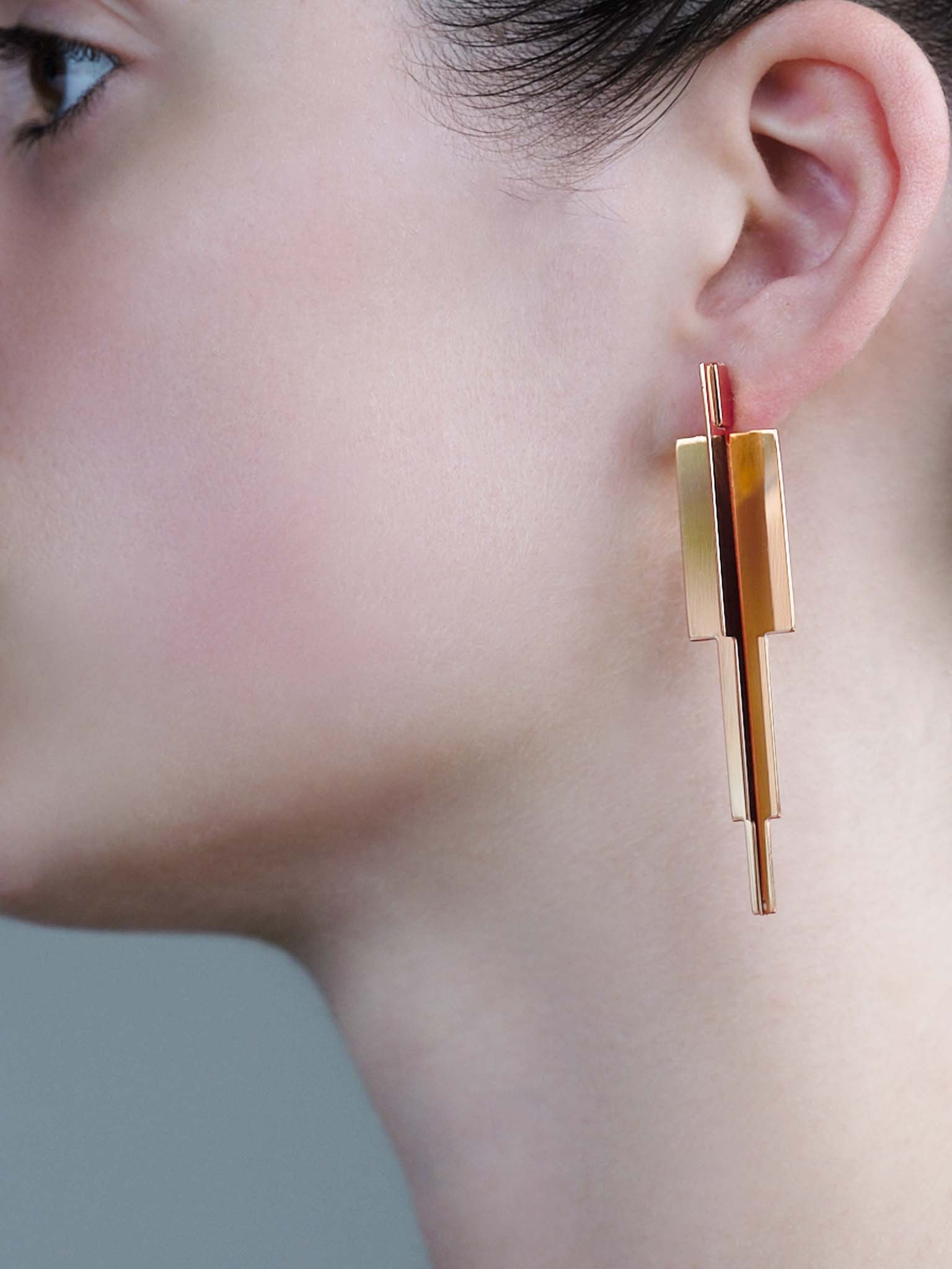 cross icicle , earrings , 24k gold plated