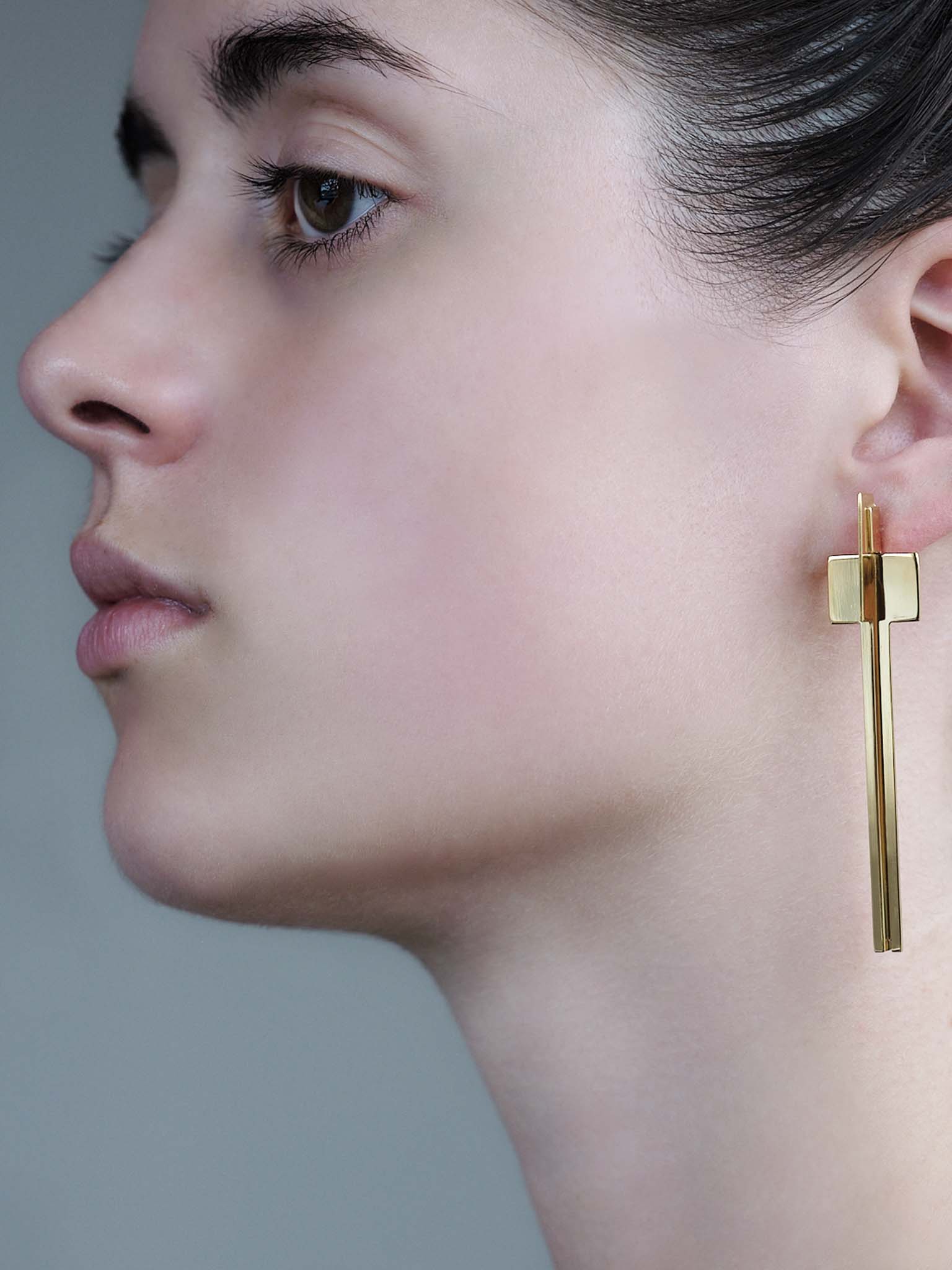 cross cross , earrings , 24k plated gold