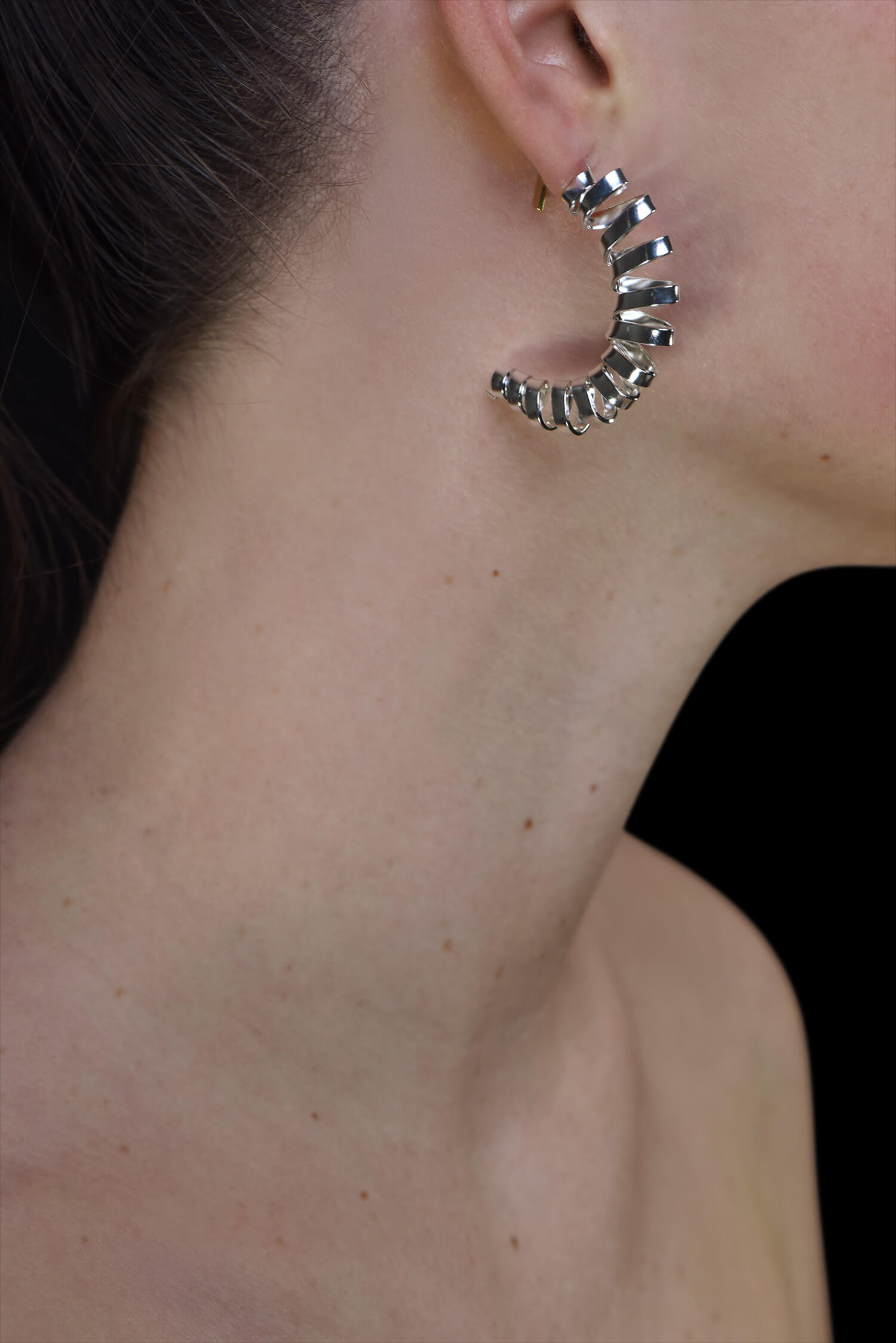 GRAY,CIRCLE,EARRINGS,SILVER,WEB
