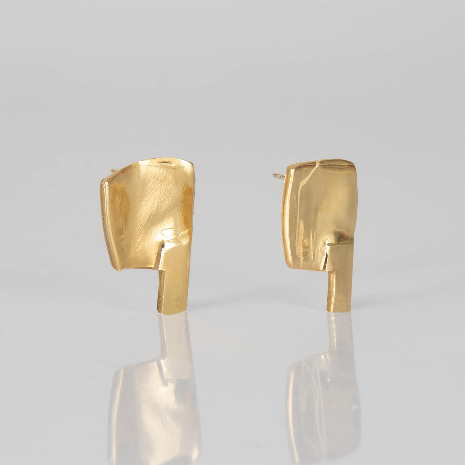 LEFT B, EARRINGS, 24K GOLD PLATED, SIDE, WEB