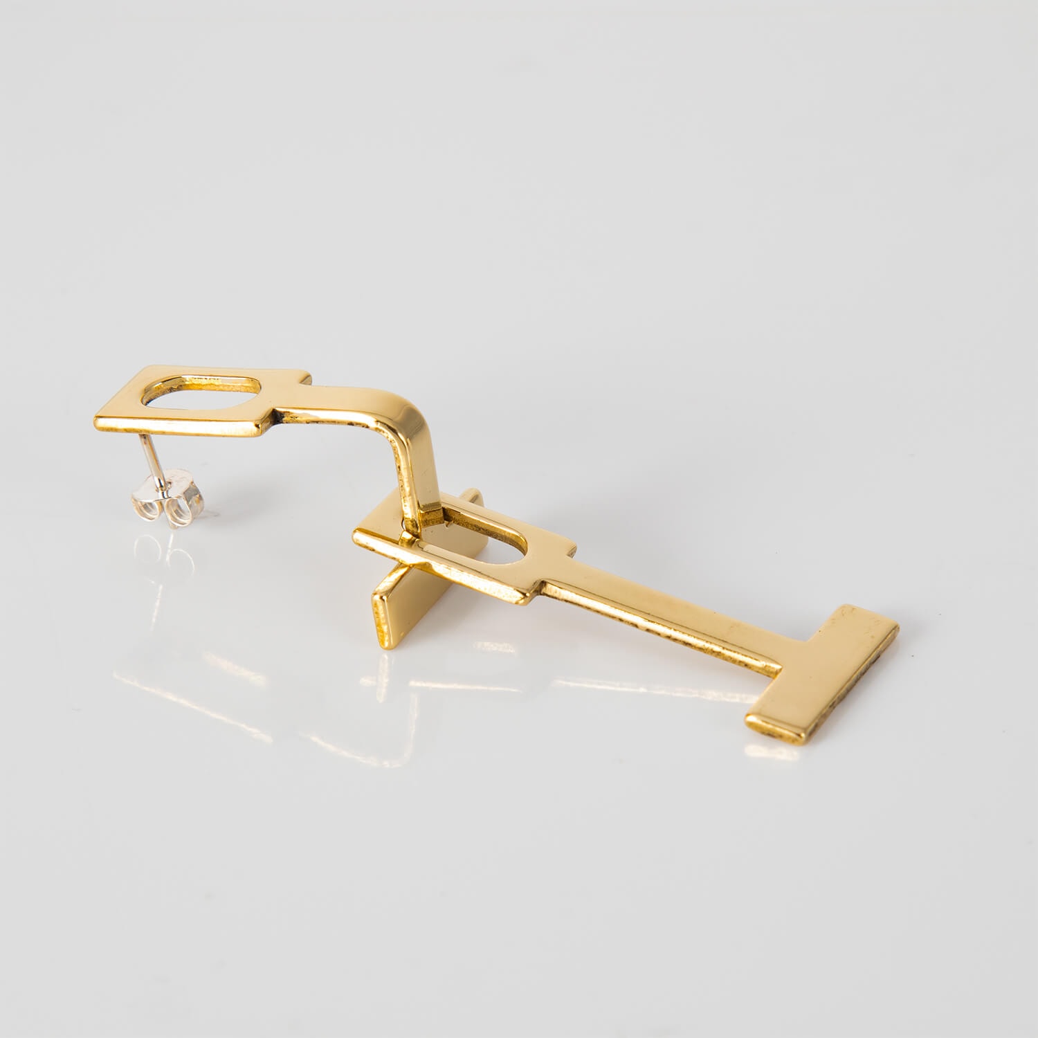 LEFT DAISY, EARRINGS, BRASS, SIDE, WEB