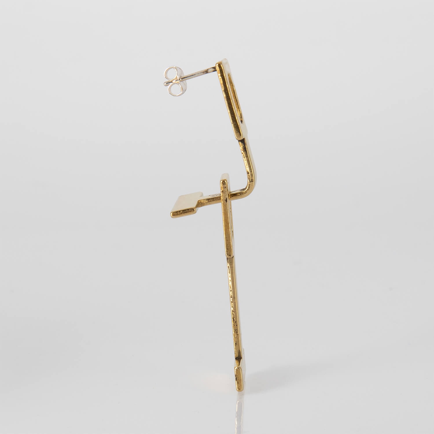 LEFT DAISY, EARRINGS, BRASS, SIDE, WEB