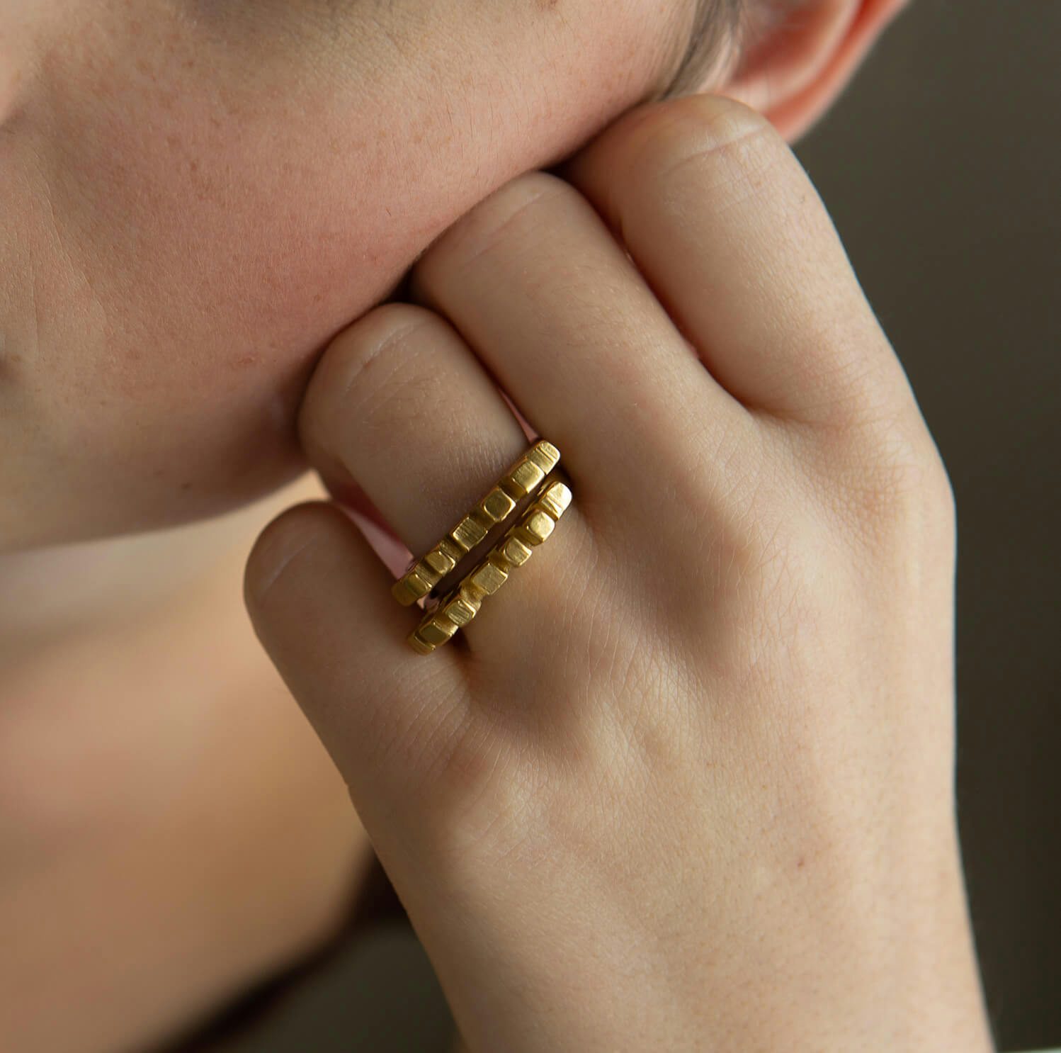 CROONKE, RING, 24K GOLD PLATED, CAMPAGNE, WEB