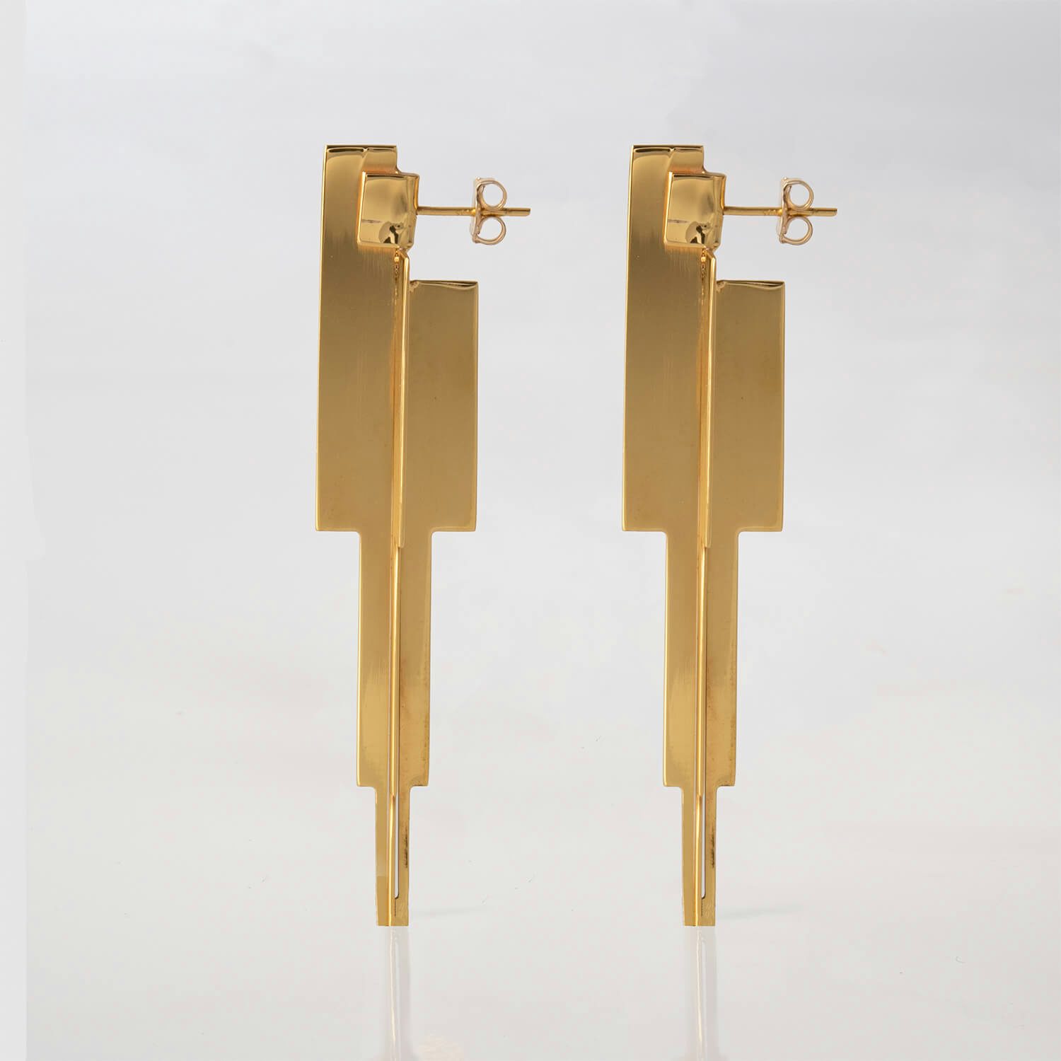 cross icicle, earrings, 24k gold plated, sideways, web