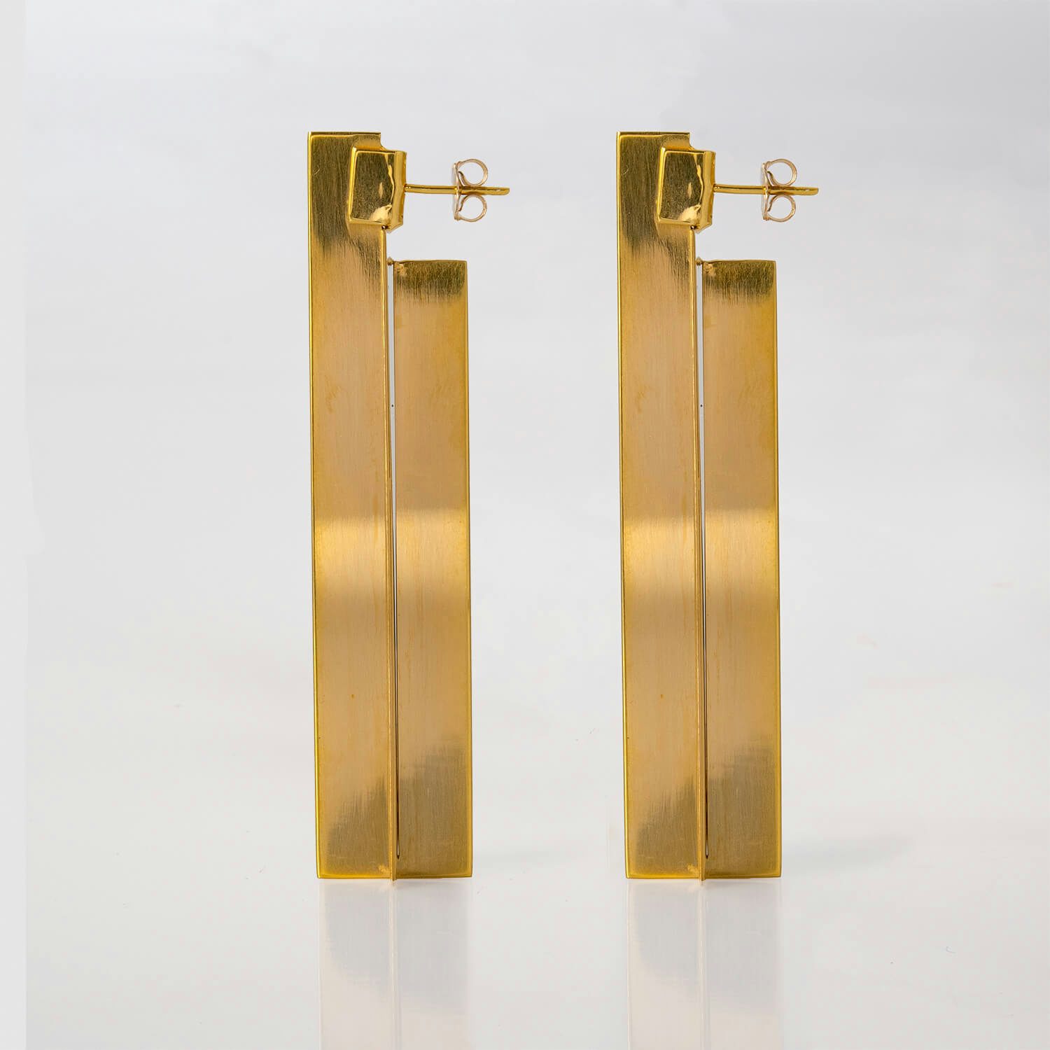 cross square, earrings, 24k gold plated, sideways, web