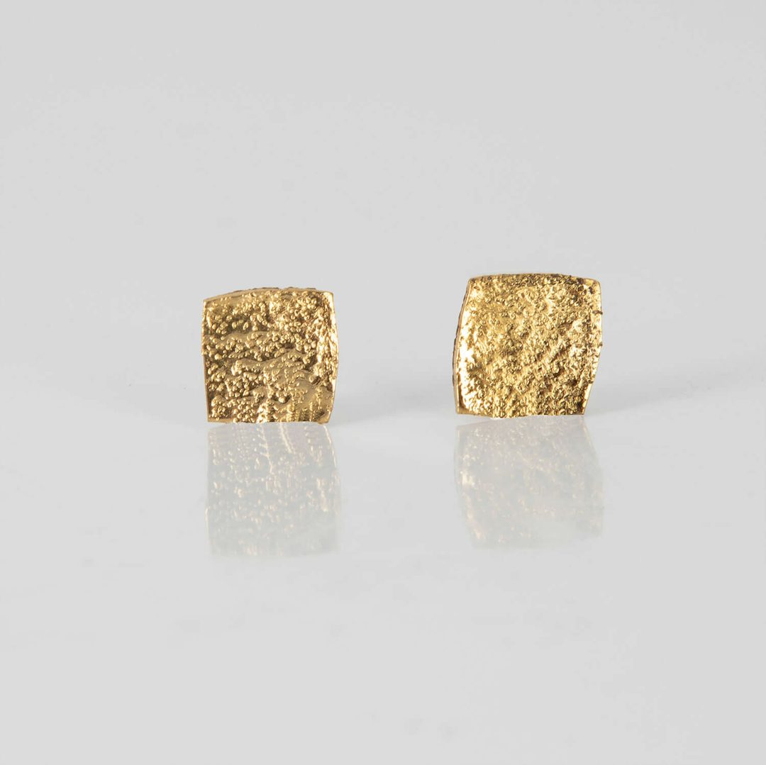 NO LEFT SQUARE, EARRINGS, 24K GOLD PLATED, WEB