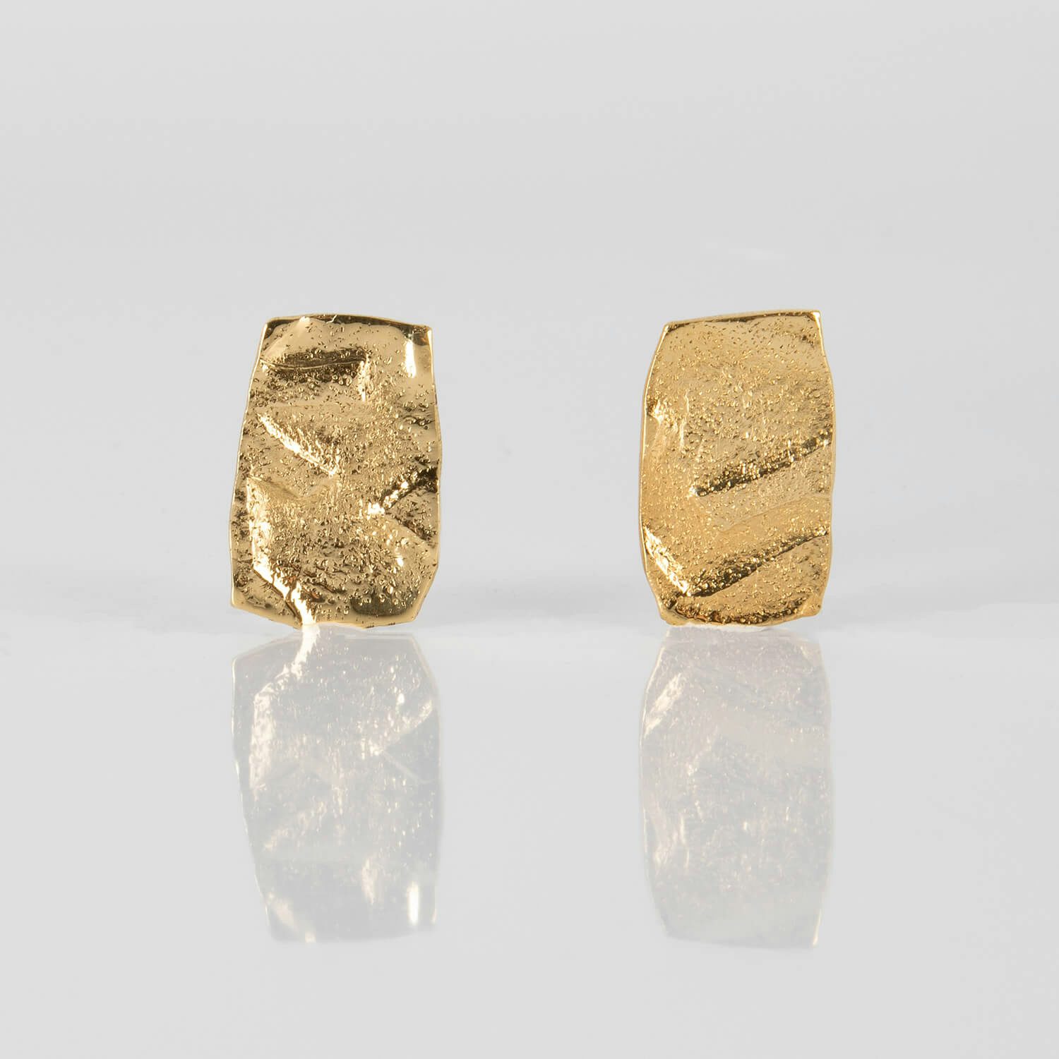 NO LEFT R, EARRINGS, 24K GOLD PLATED, RECTANGLE, P80, WEB