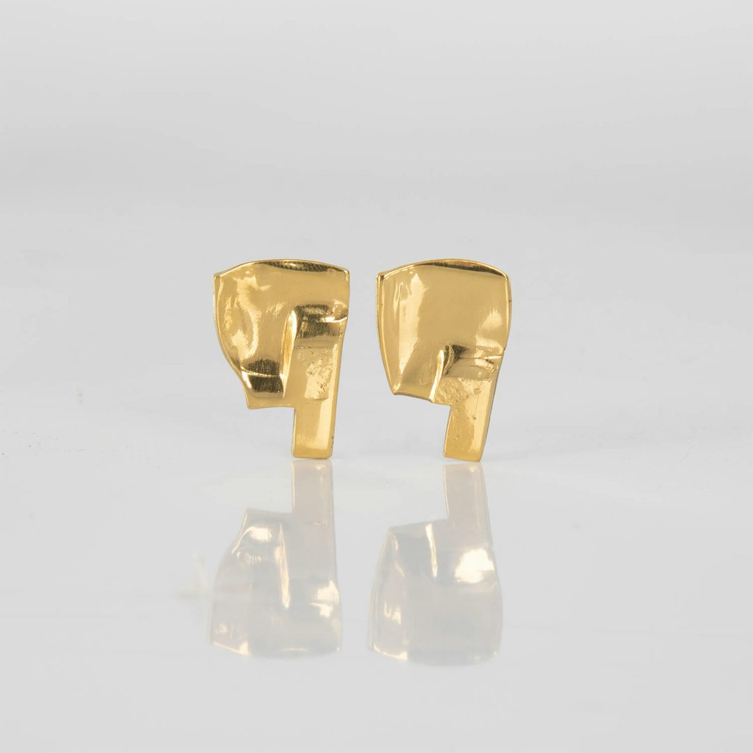 NO LEFT B, EARRINGS, 24K GOLD PLATED, FRONT, WEB