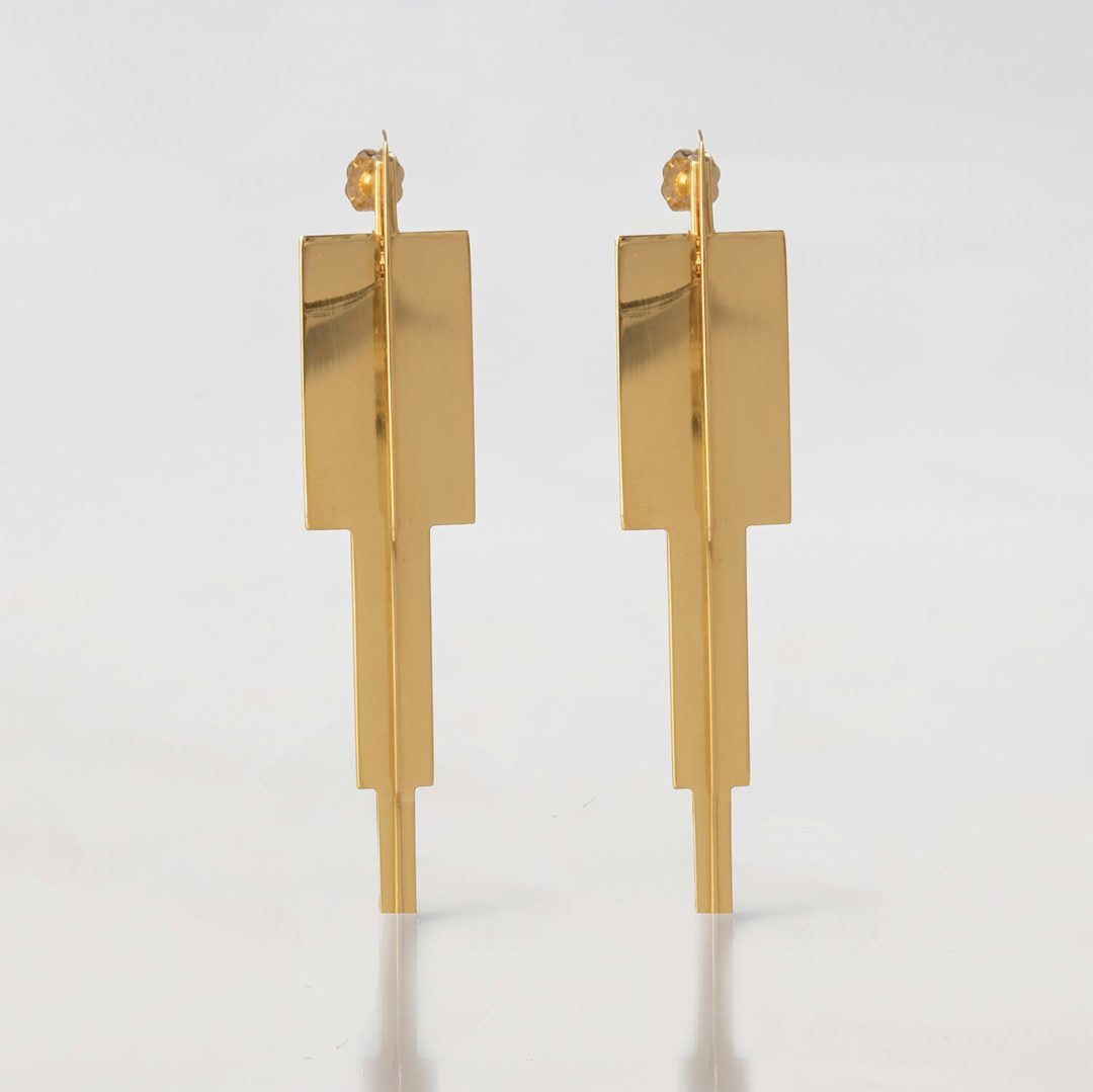 cross icicle, earrings, 24k gold plated, web