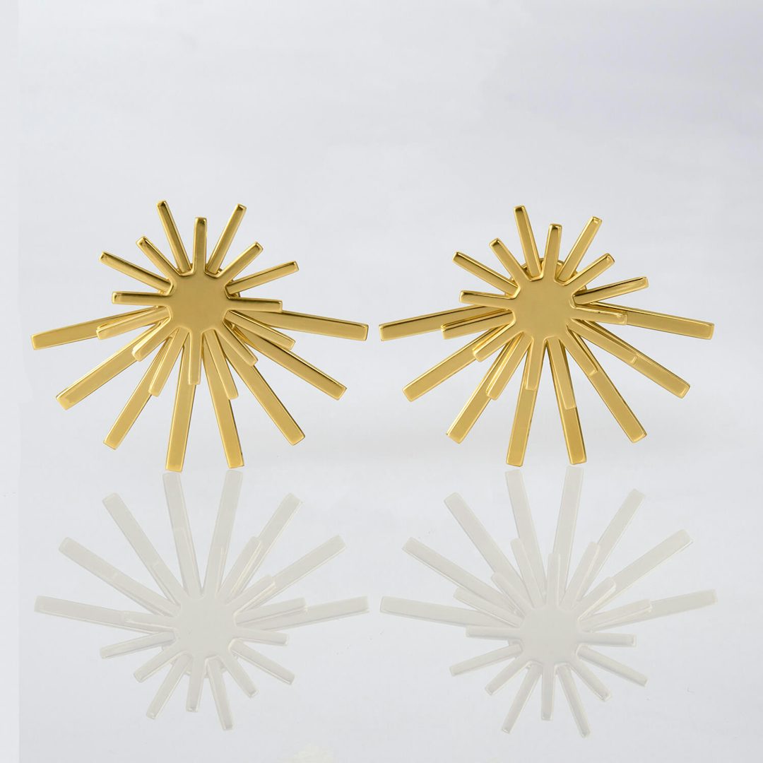 STARR, EARRINGS, 24K GOLD PLATED, FRONT, WEB