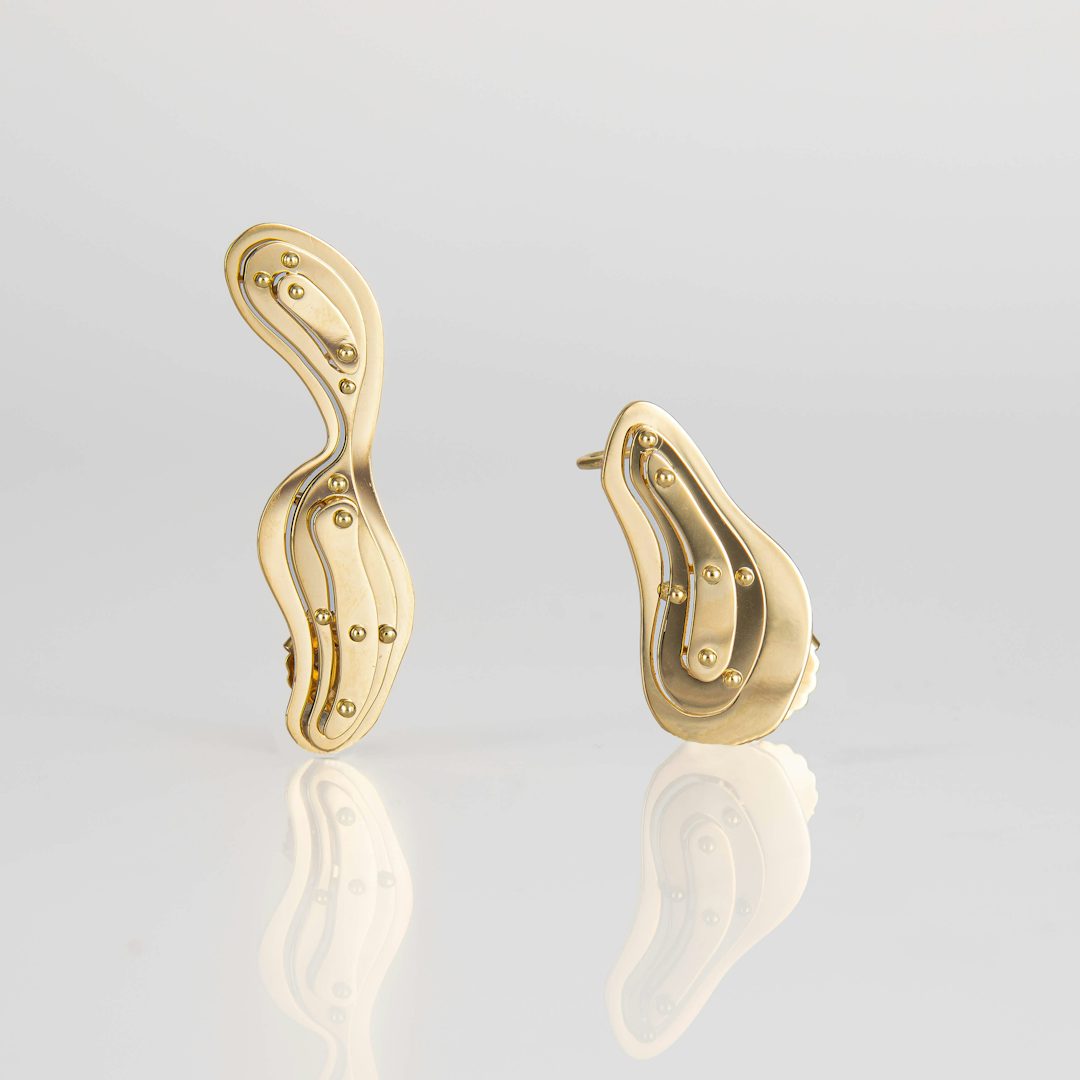 STACK, EARRINGS, 14K SOLID GOLD, FRONT, WEB