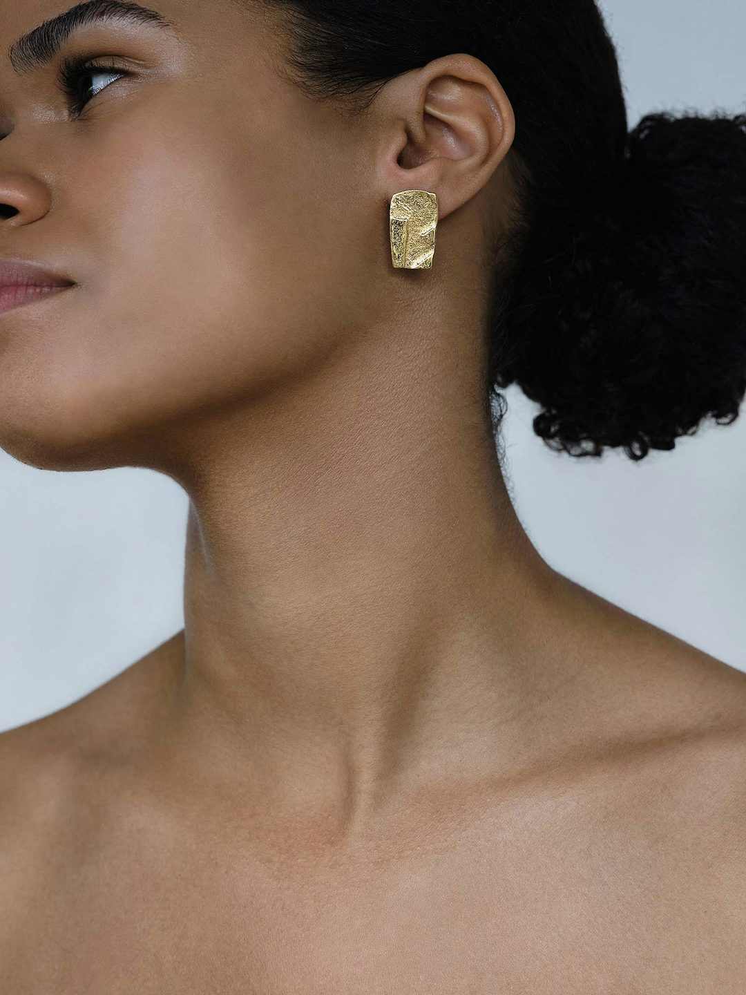 left r , earrings , 24k gold plated