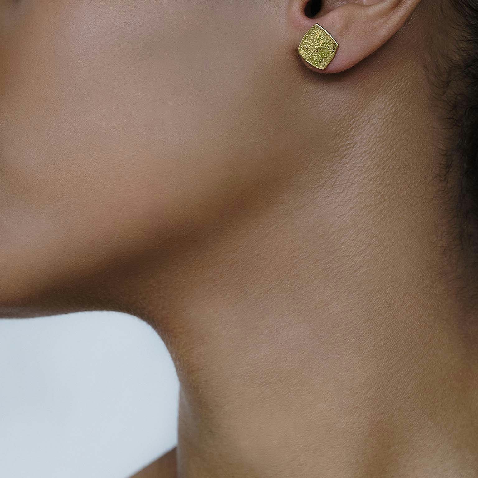 left square , earrings , 24k gold plated