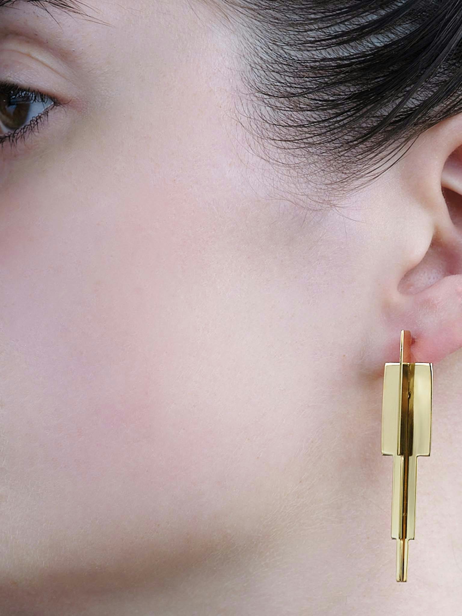 cross icicle , earrings , 24k gold plated