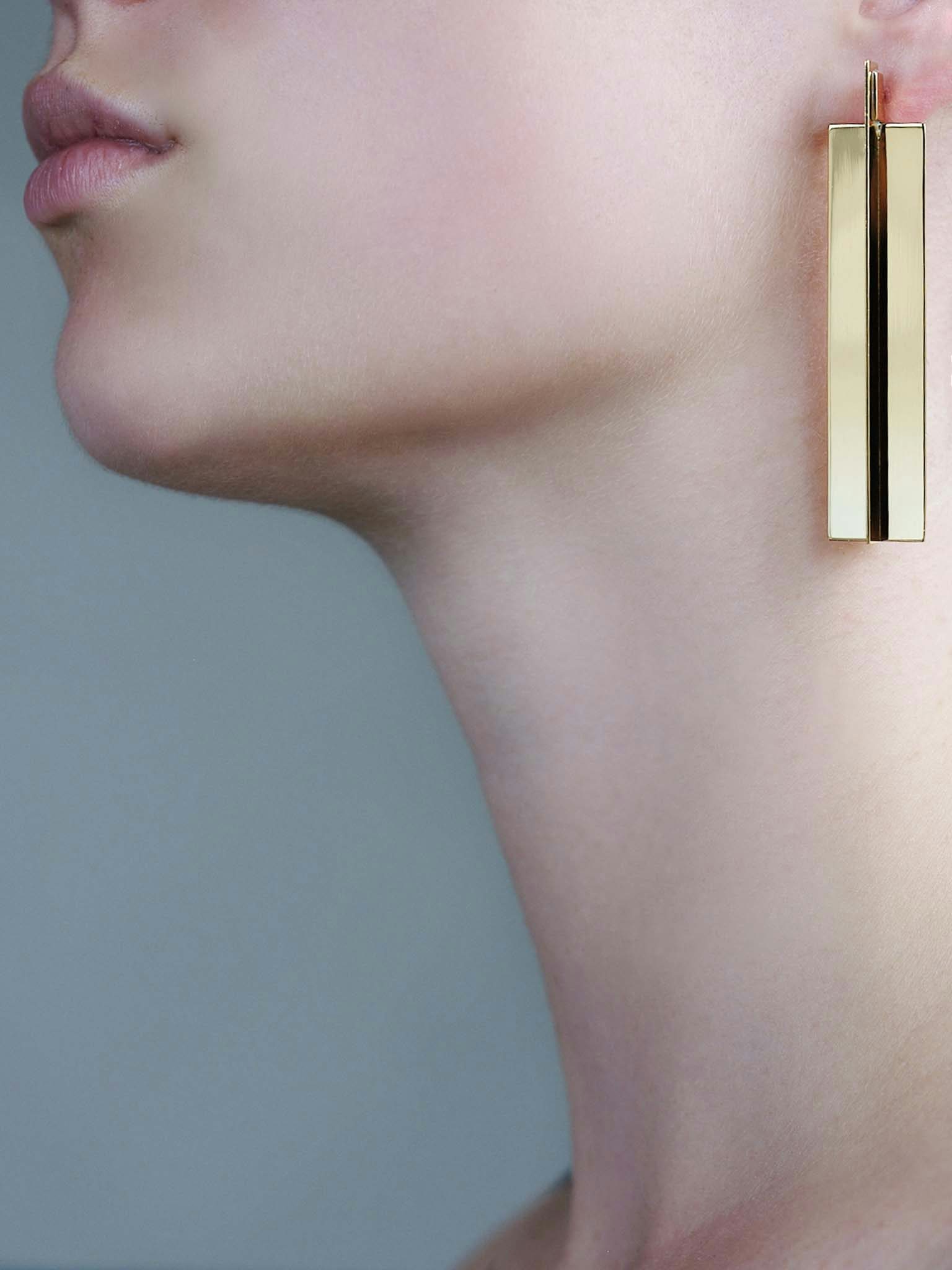 cross square , earrings , 24k gold plated