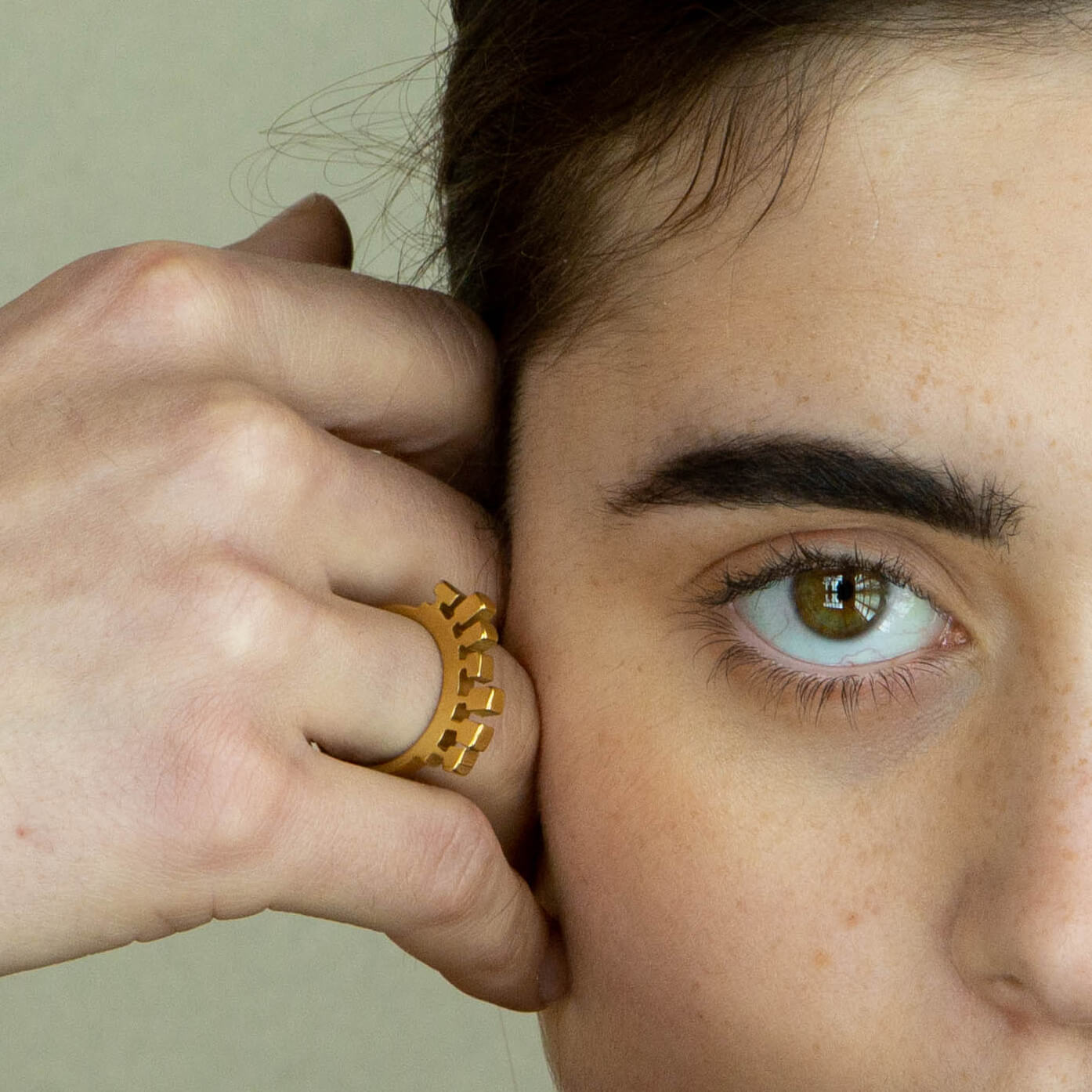 CROONKE, RING, 24K GOLD PLATED, CAMPAGNE, WEB