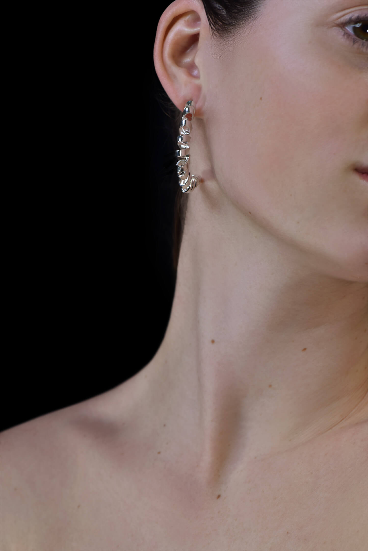 GRAY,CIRCLE,EARRINGS,SILVER,1,WEB