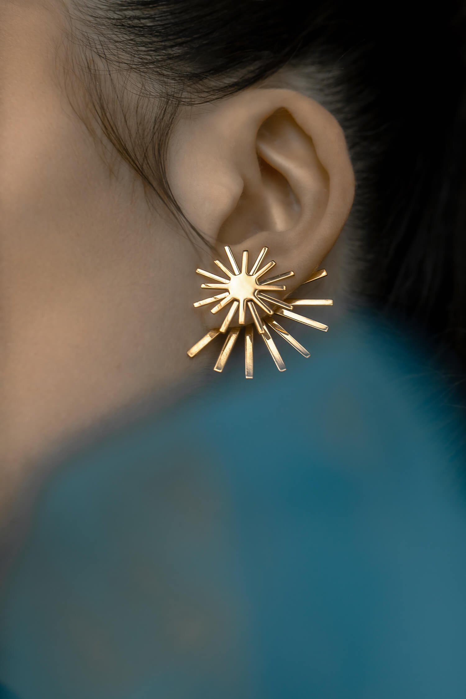 STARR, EARRINGS, 24K GOLD PLATED, EAR, LOW