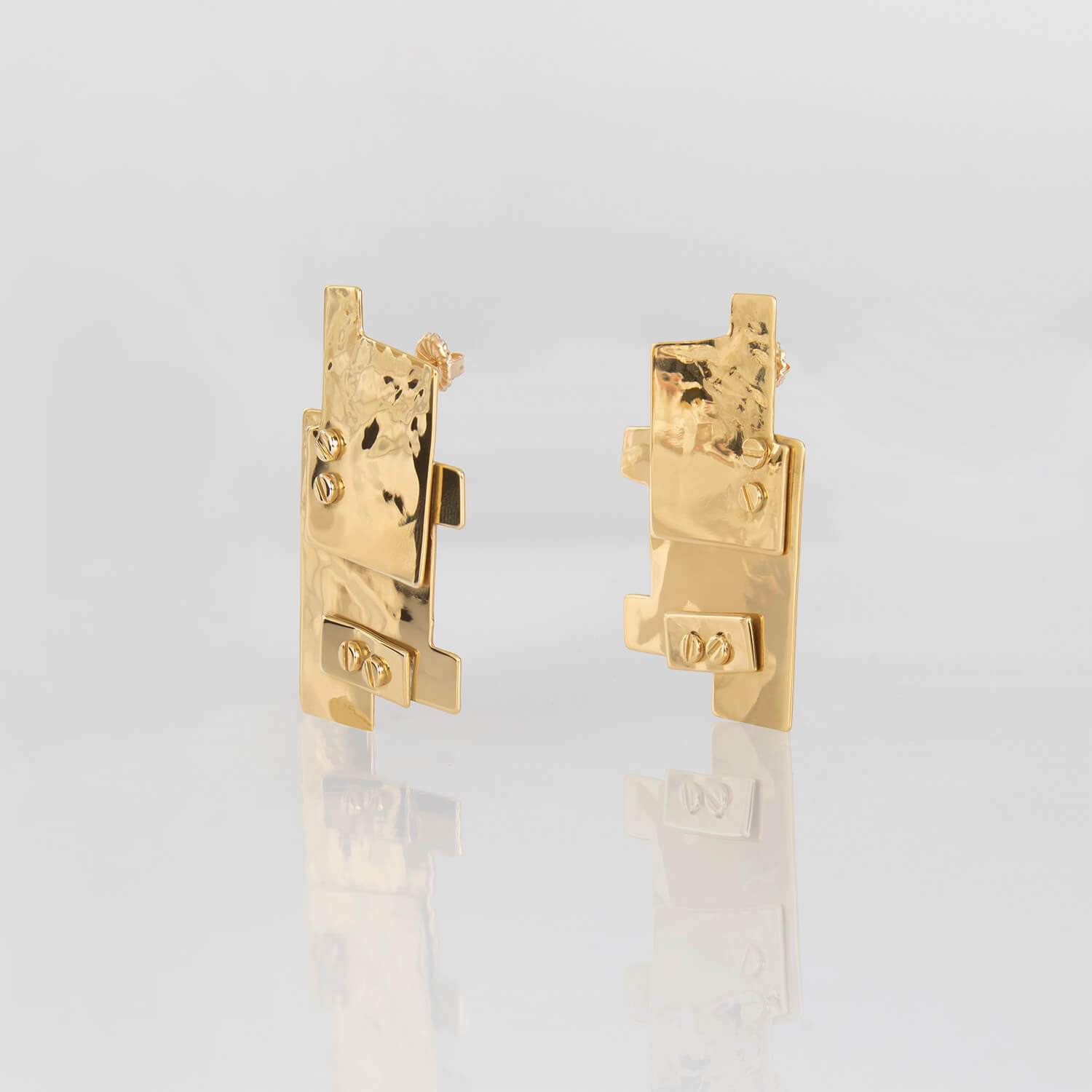STARR, SQUARE, EARRINGS, FRONT, 24KRTGP, WEB